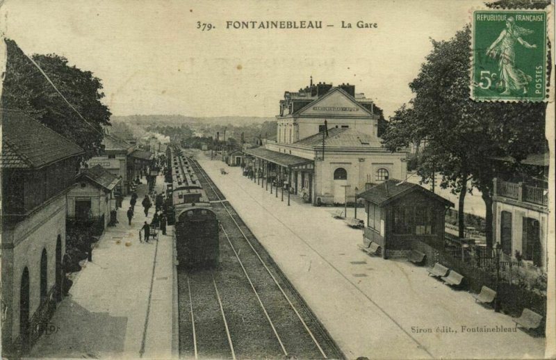 france, FONTAINEBLEAU, La Gare, Railway Station (1910s) Postcard