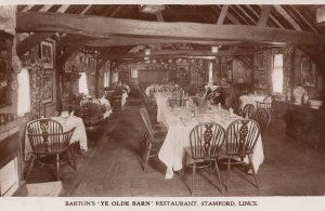 Bartons Ye Olde Barn Restaurant Stamford Lincs Old Real Photo Postcard