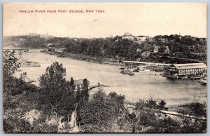 Vtg New York City NY Harlem River From Fort George 1910s View Old Postcard