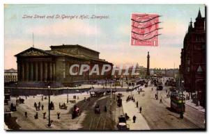 Postcard Old Lime Street and Liverpool ST George's Hall