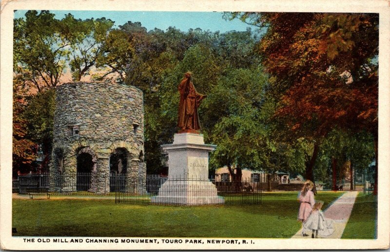 Old Mill Channing Monument Touro Park Newport Rhode Island RI Postcard WB