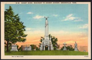 Tennessee Sunset Scene Monument to Andrew Johnson GREENVILLE LINEN