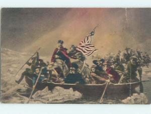 Bent Divided-Back patriotic GEORGE WASHINGTON CROSSES THE DELAWARE RIVER n0249