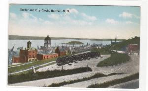 Harbor Panorama City Clock Halifax Nova Scotia Canada 1910c postcard