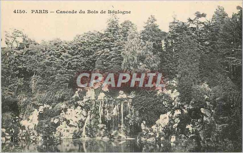 4150 Old Postcard paris waterfall of Bois de Boulogne