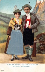 Ethnic Love Romance Couple Tyrol Traditional Costume Silk embossed postcard C327