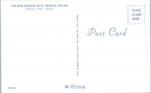 KAHALUU, KONA, Hawaii   The BLUE CHURCH of St Peter by the SEA  c1960s  Postcard