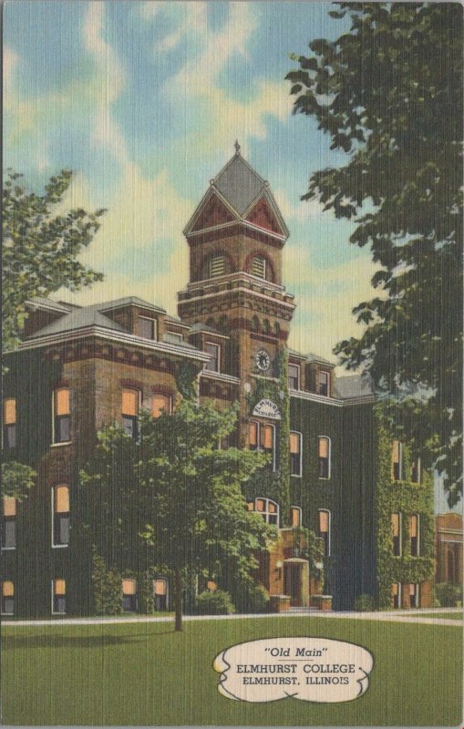 Postcard Old Main Elmhurst College Elmhurst IL