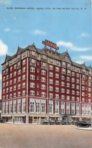 Rapid City South Dakota~Alex Johnson Hotel~Classic Cars Parked in Street~1940s