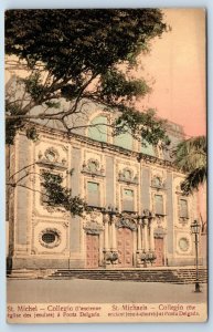 São Miguel Portugal Postcard College Ancient Jesuit-Church Ponta Delgada c1910