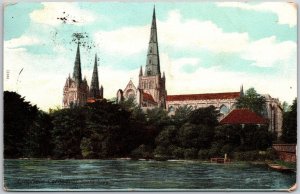 Lichfield Cathedral Southside Anglican Cathedral Staffordshire England Postcard