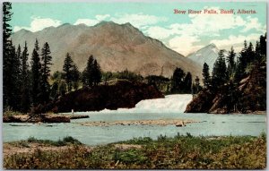Bow River Falls Banff Alberta Canada Flowing Water Pines Mountains Postcard