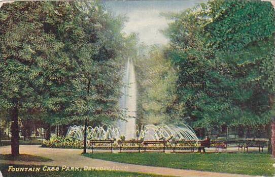 Michigan Detroit Fountain Cass Park 1910