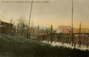 Italy -  Naples. Mt Vesuvio Ash & Lapillus Destruction, 1906. An Ottajano Vin...