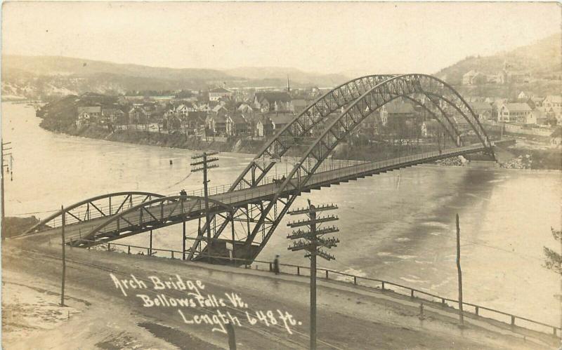 Vintage RPPC; Steel Arch Bridge, Bellows Falls VT 648'  Windham Co Bristol Photo