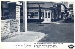 St Augustine Florida FL Neptune Grill Storefront Vintage Postcard