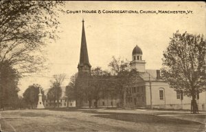 Manchester Vermont Court House Congregational Church c1900-20s Vintage Postcard