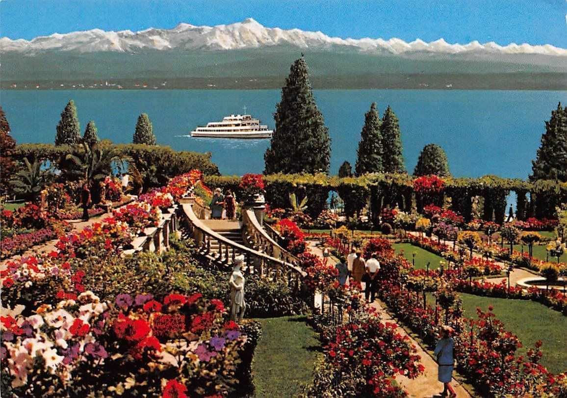 Insel Mainau Im Bodensee Rosengarten Schiff Blumen Flowers Promenade Hippostcard