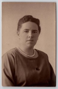 RPPC Woman With Stone Face Real Photo Postcard Q28