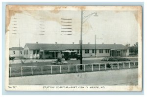 c1942 Station Hospital Fort George Meade MD WW2 Truck Nurses Vintage Postcard 