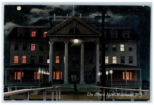 1909 Ottens Hotel Night Scene Moonlight Wildwood New Jersey NJ Vintage Postcard