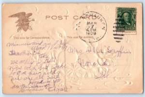 1909 Easter Greetings Little Chicks And Eggs Flowers Embossed Normal IL Postcard