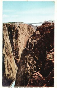 Vintage Postcard Royal Gorge Bridges & Scenic Incline Steep Railway Colorado CO