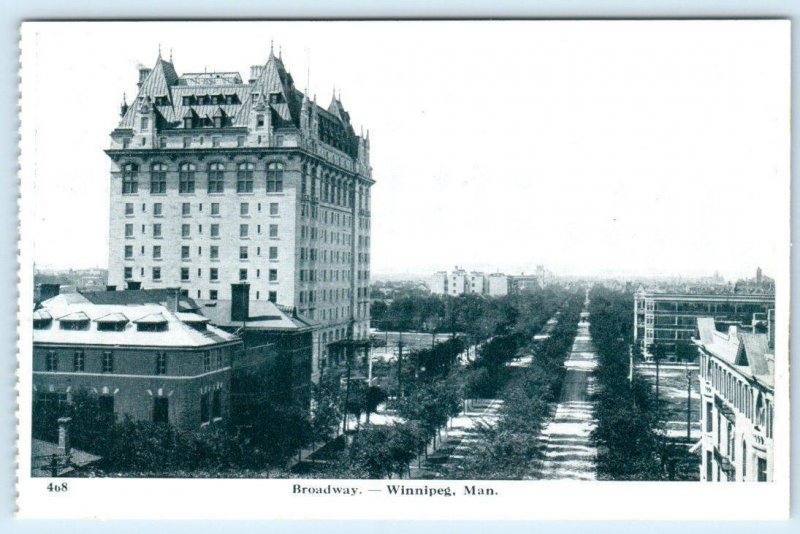 2 Postcards WINNIPEG, Manitoba Canada ~ BROADWAY & FORT GARRY HOTEL c1910s