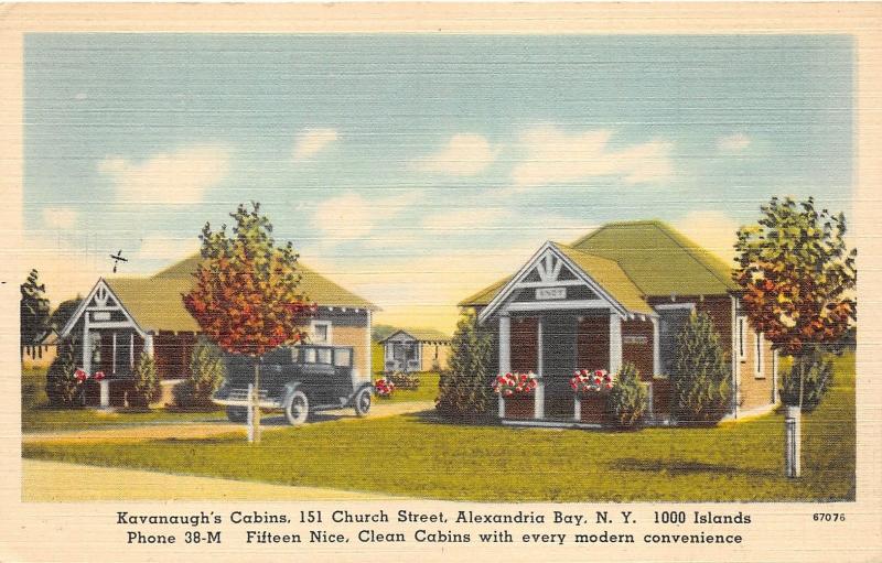 Alexandria Bay New York~Kavanaugh's Cabins @ 151 Church Street~1948 Postcard