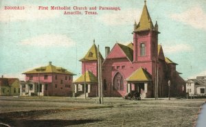 First Methodist Church Religious Building Patronage Amarillo TX Vintage Postcard