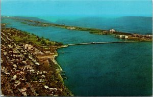 Postcard FL Lake Worth Aerial View Hotels Bridge Cottages Seaboard 1960s F38