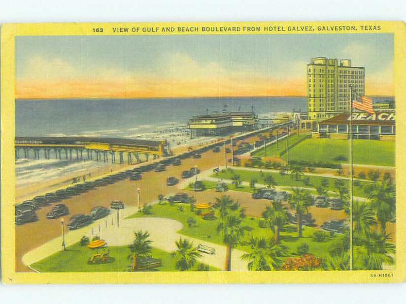 Linen CARS ON BEACH BOULEVARD BY HOTEL Galveston Texas TX HQ3671