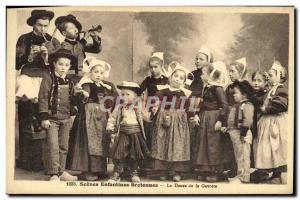 Old Postcard Folklore Breton childish Scenes Dance of the Gavotte