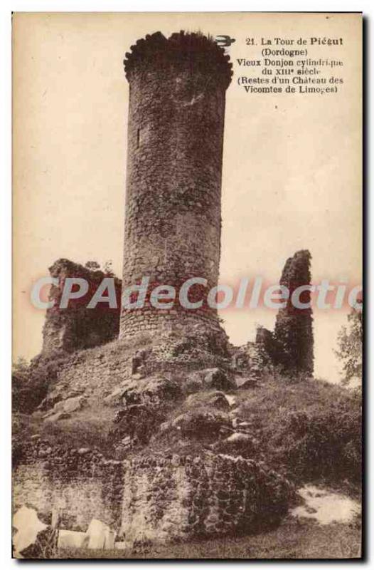 Old Postcard La Tour De Piegut old keep Cylindrical