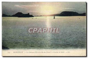 Postcard Old Castle of If Marseille and the islands of Friuli Sunset