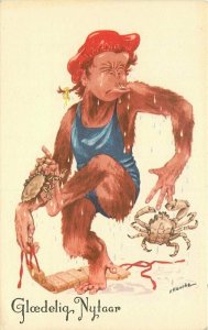 Anthropomorphic Monkey Beach Crabs Hancke Artist impression Postcard 21-1183