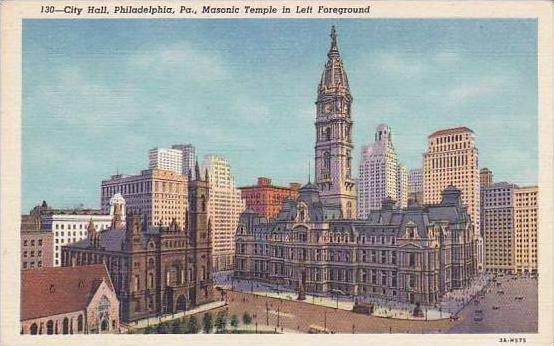 Pennsylvania Philadelphia City hall Masonic Temple In Foreground