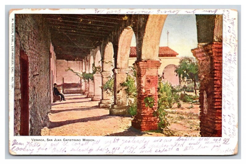 Veranda of Mission San Juan Capistrano California CA UDB Postcard H25