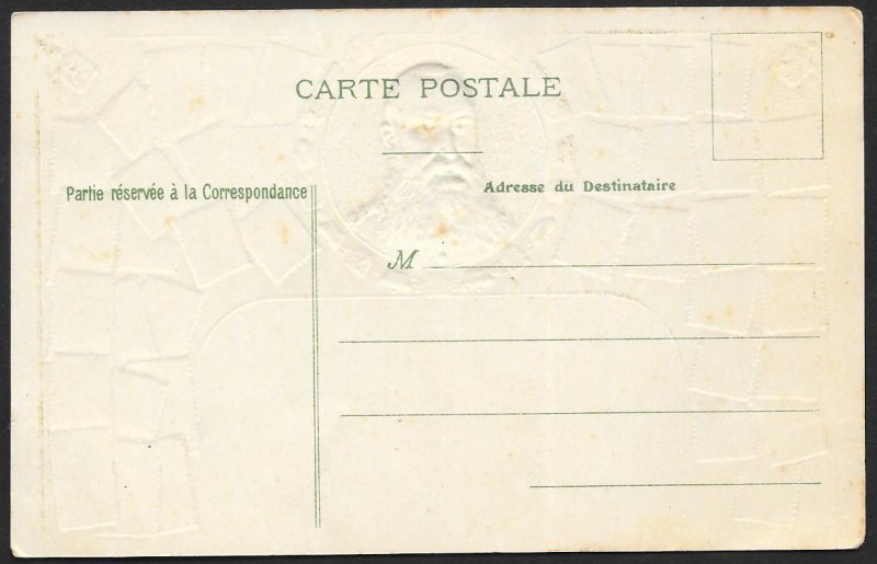 BELGIUM Stamps on Postcard Embossed Shield Unused c1910s