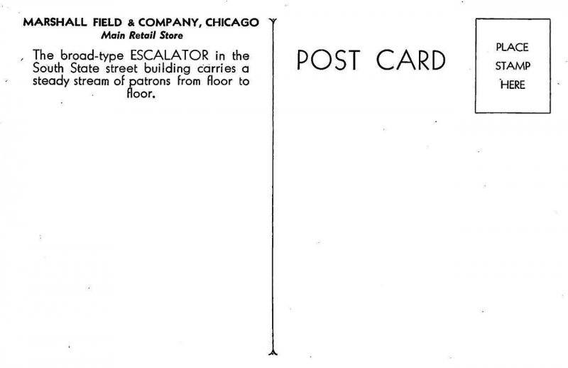 Marshall Field & Co CHICAGO, IL Department Store ESCALATOR Art Deco '40s Vintage