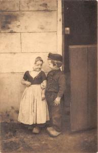 Little boy & girl Child, People Photo 1908 Missing Stamp 