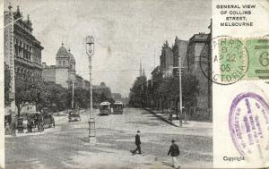 australia, MELBOURNE, General View of Collins Street, Trams (1905) Stamps