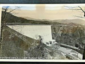 Postcard RPPC Fontana Dam in North Carolina.  U6