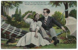 (2) Vintage Comic Postcards,  A Little Romantic Fun in The Hammock