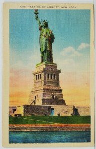 NY Statue of Liberty 1933 to Adrian Michigan Linen Postcard N2