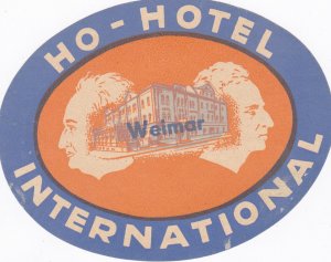 Germany Weimar Ho Hotel International Vintage Luggage Label sk2370