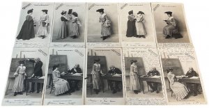 Serie 10 antique postcards  how to pass your patent  allegory 1904
