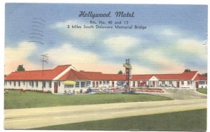 Postcard Hollywood Motel New Castle DE 1954