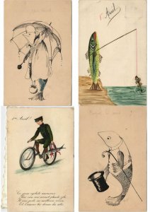 APRIL 1 FISH 270 Vintage Postcards EMBOSSED Incl. with BETTER PART 1. (L3127)