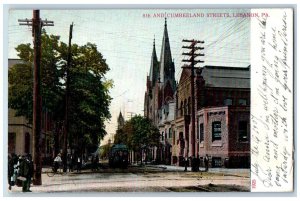 Lebanon Pennsylvania Postcard Cumberland Streets Exterior c1907 Vintage Antique